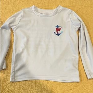 Children's White Rashguard with Anchor Design UPF 50